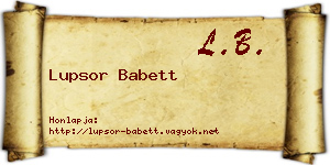 Lupsor Babett névjegykártya